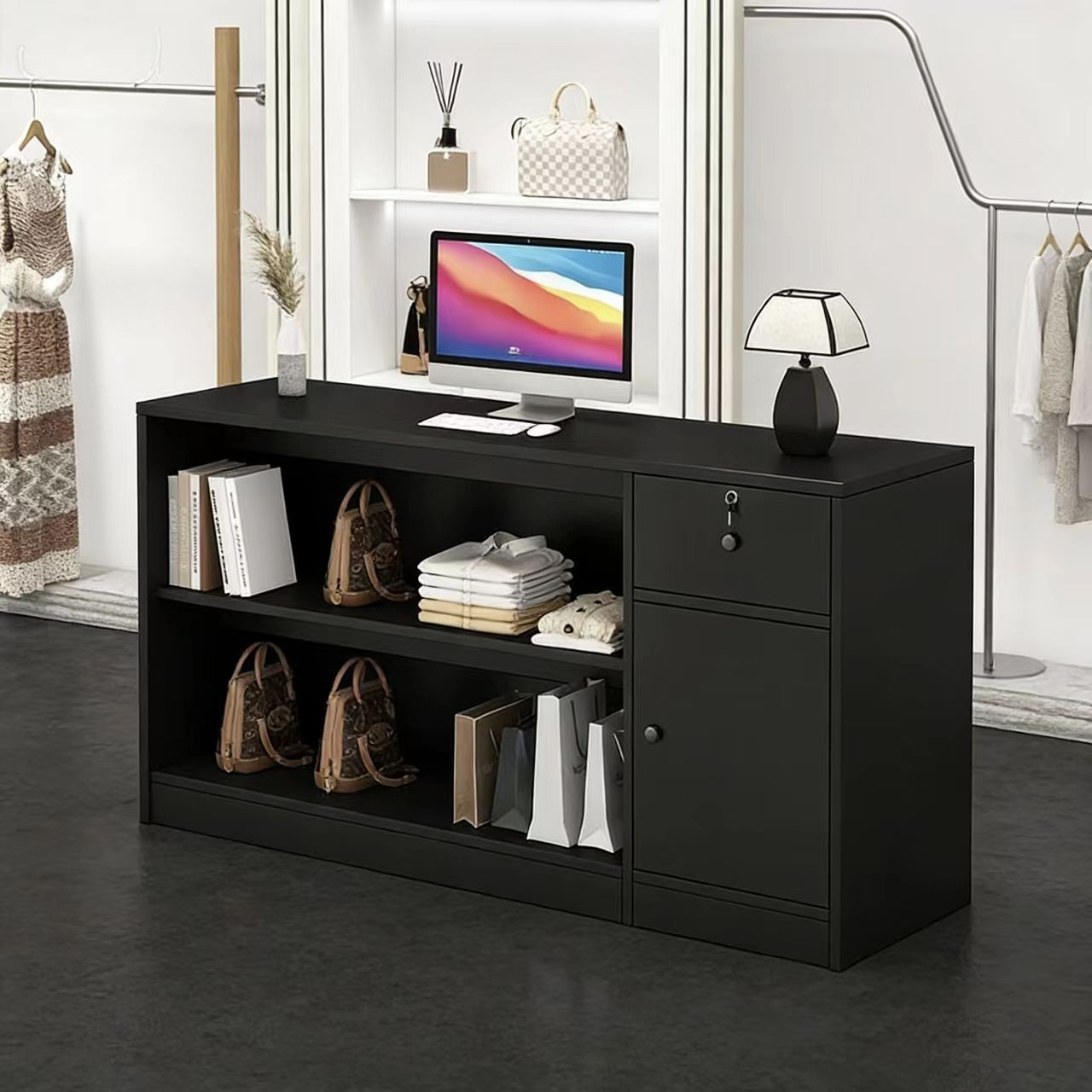 Reception Desk Counter - Small Front Reception Desk Multifunctional Checkout