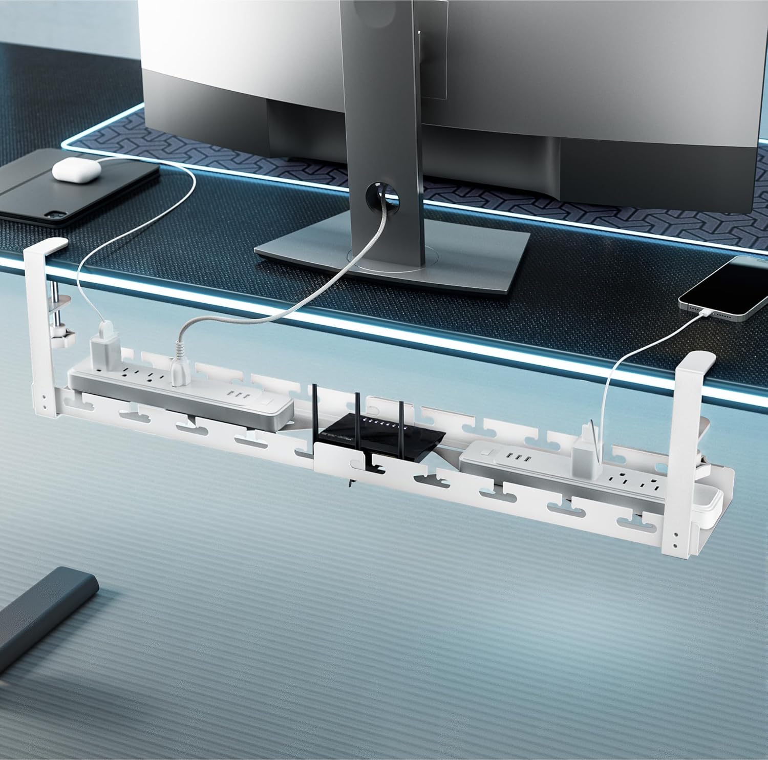Cable Tray Under Desk - Extendable Under Desk Cable Management Tray