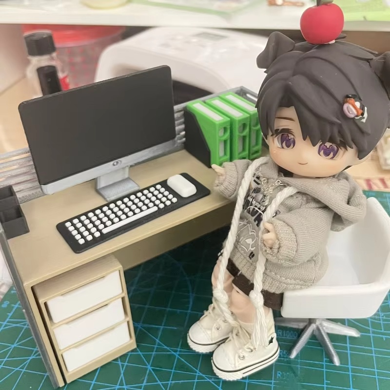Office Furniture Set - 1/12 Scale Miniature Office Scene Model: