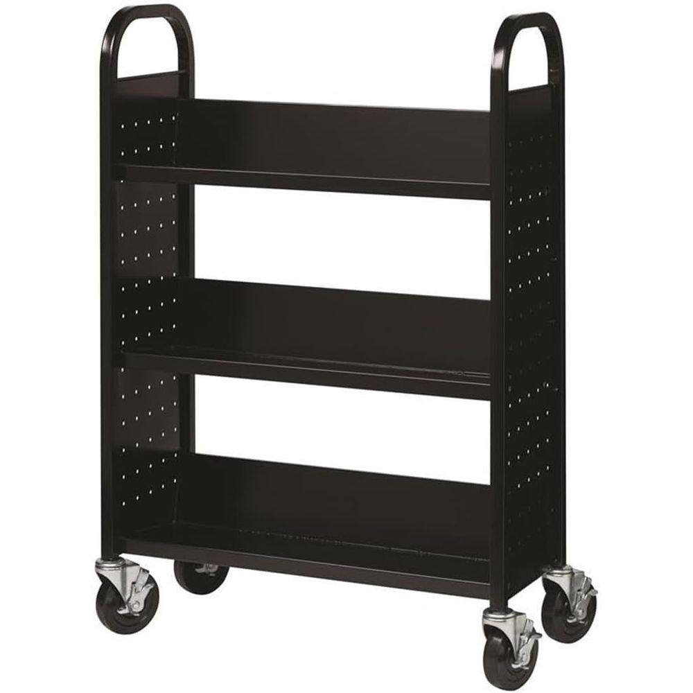 Book Cart Rolling - Rolling Single-Sided Sloped Shelves Book Cart