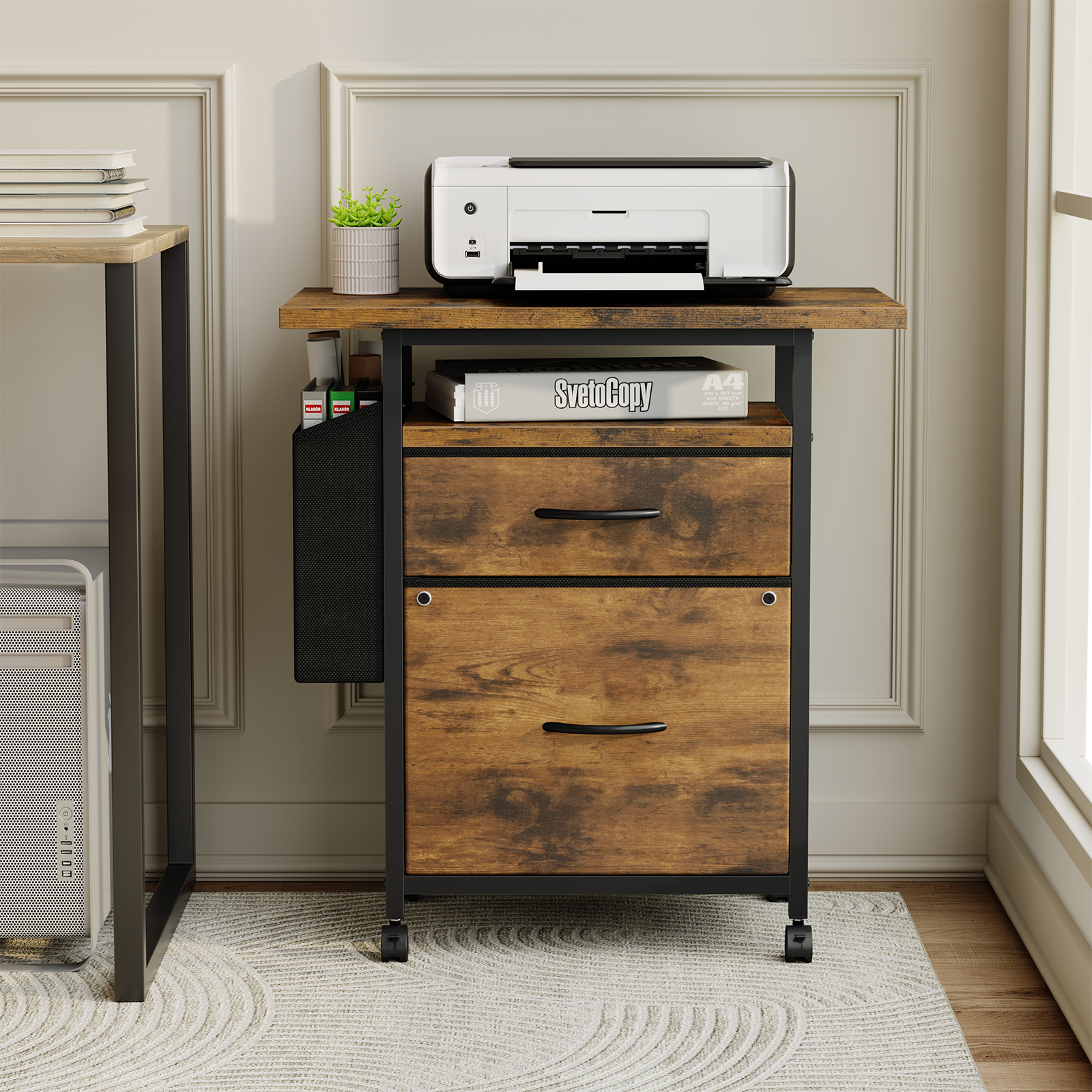 JHK Mobile File Cabinet with 2 - Office Furniture For Small Spaces avaliação e preço