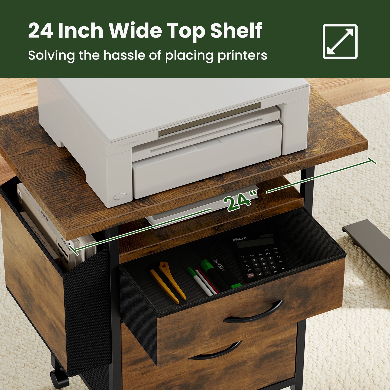 JHK Mobile File Cabinet with 2 - Office Furniture For Small Spaces avaliação e preço