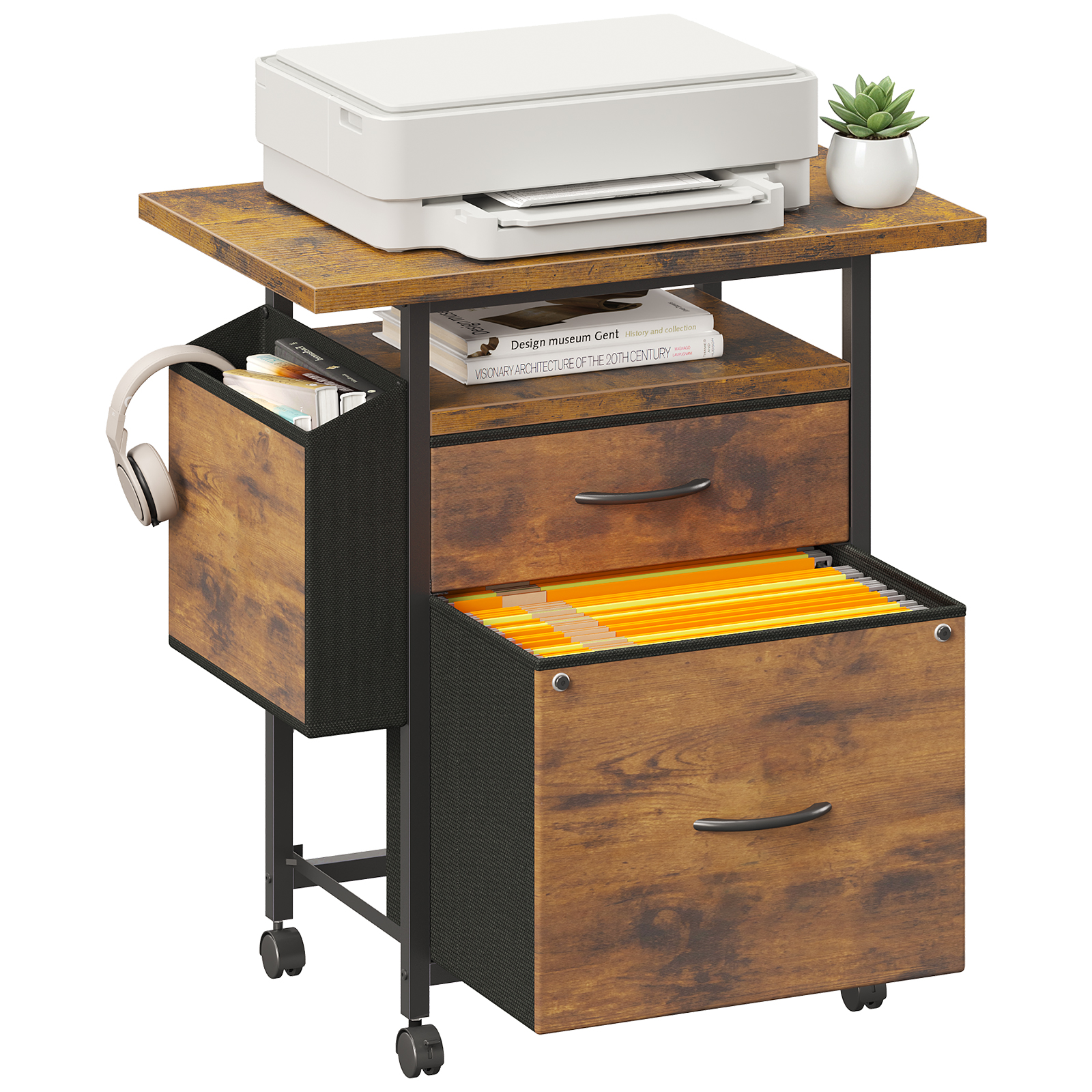 JHK Mobile File Cabinet with 2 - Office Furniture For Small Spaces avaliação e preço