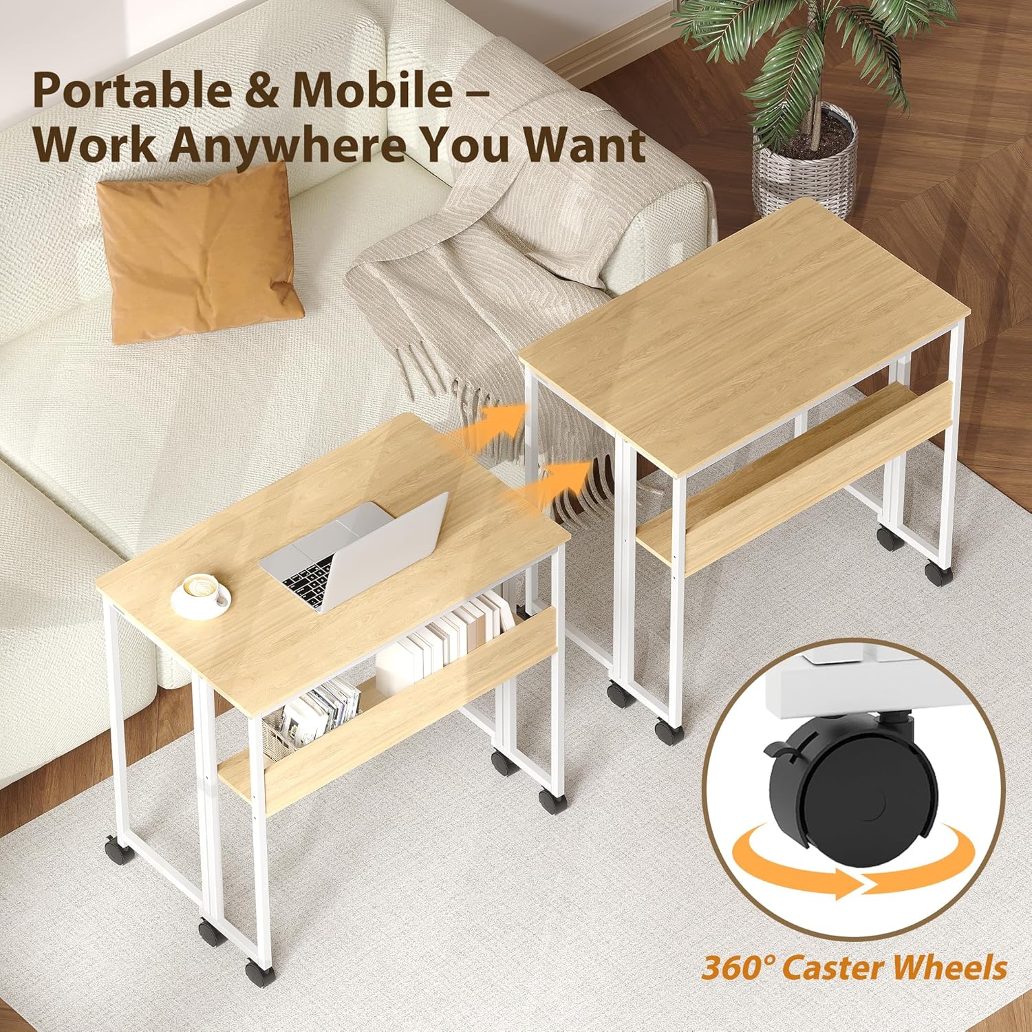 Folding Desk with Storage Shel - Office Furniture For Small Spaces avaliação e preço