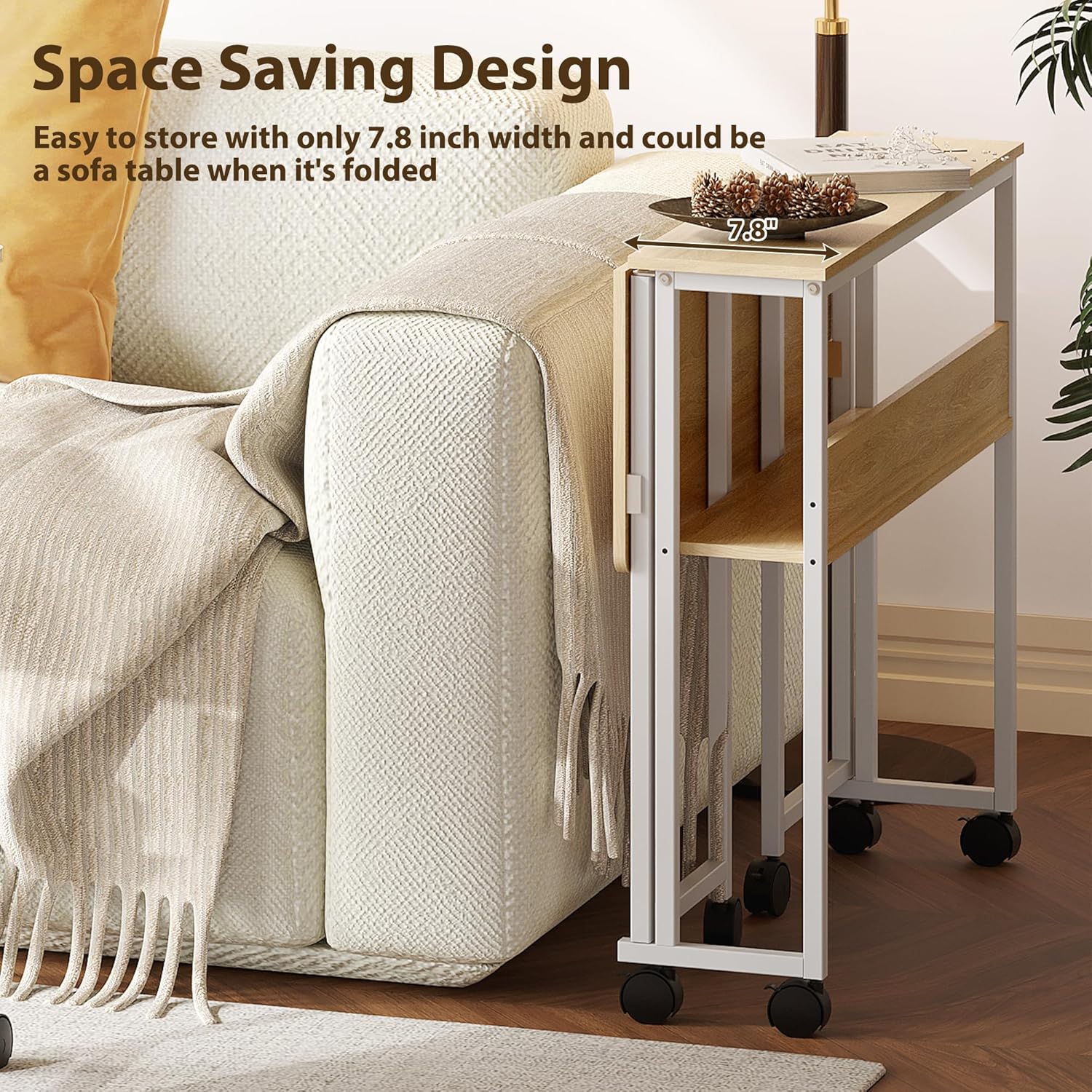 Folding Desk with Storage Shel - Office Furniture For Small Spaces avaliação e preço