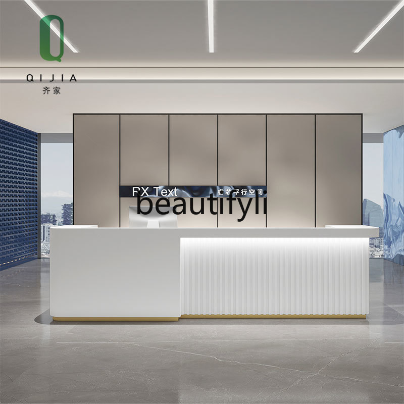 Modern Minimalist Company Fron - Reception Desk Counter avaliação e preço
