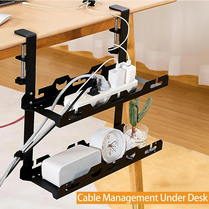 Black Metal Telescopic Cable M - Cable Tray Under Desk avaliação e preço