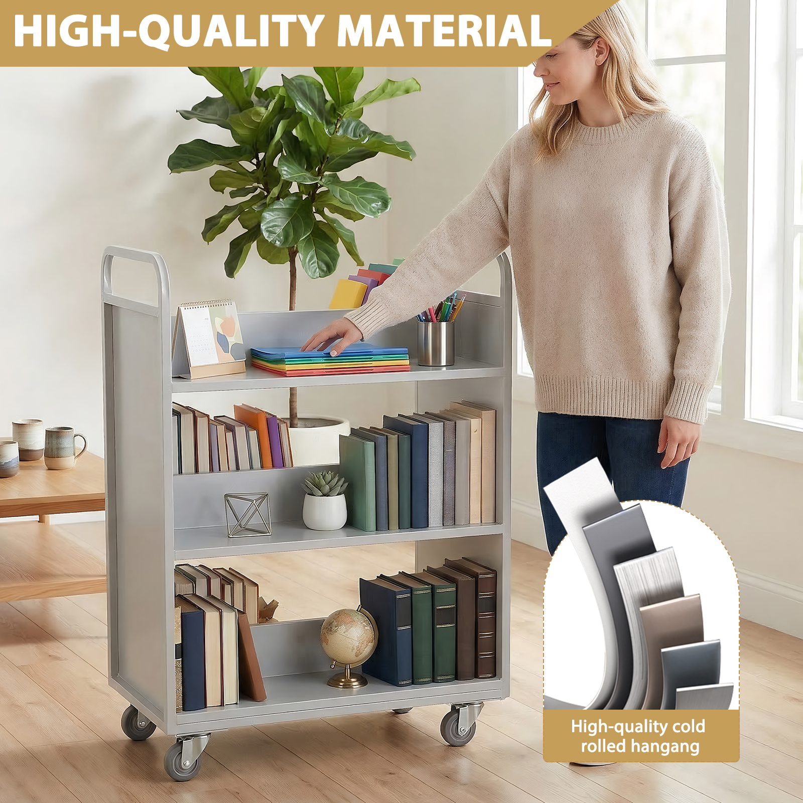 Rolling Book Cart Slanted Sing - Book Cart Rolling avaliação e preço