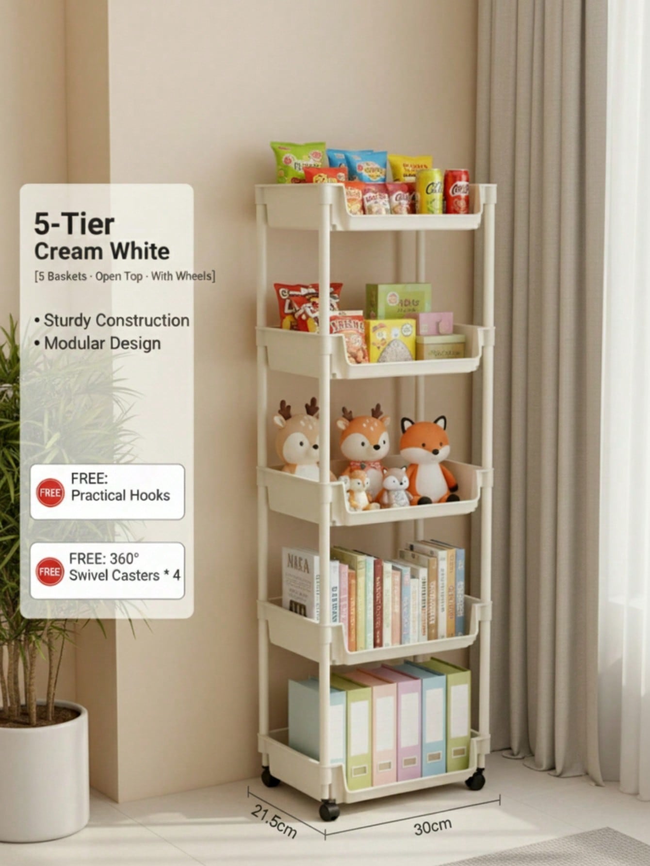 1pc Multi-Layer Storage Trolle - Book Cart Rolling avaliação e preço