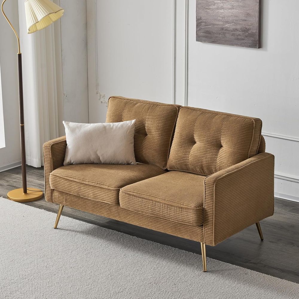 56 Khaki Loveseat, Small Cordu - Office Furniture For Small Spaces avaliação e preço