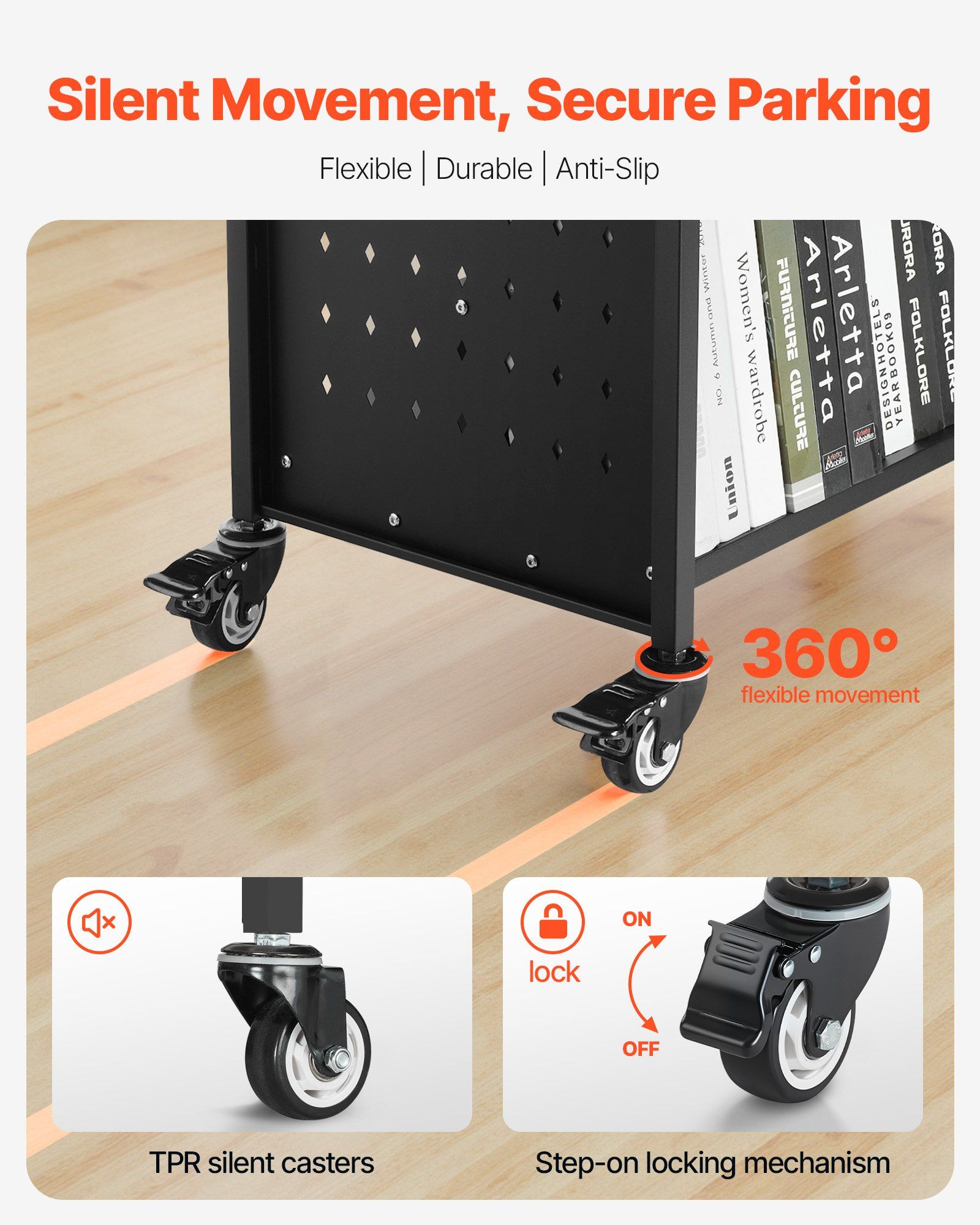 3x14.14in W-Shaped 330lb Capac - Book Cart Rolling avaliação e preço
