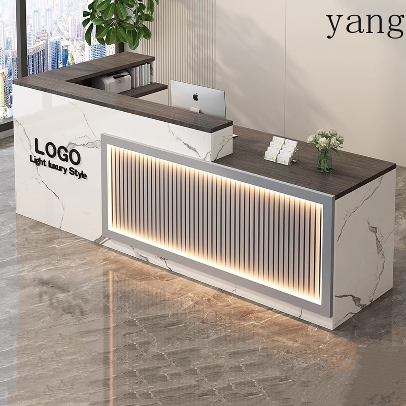 Luxury Simple Reception Desk L - Office Furniture Logo avaliação e preço