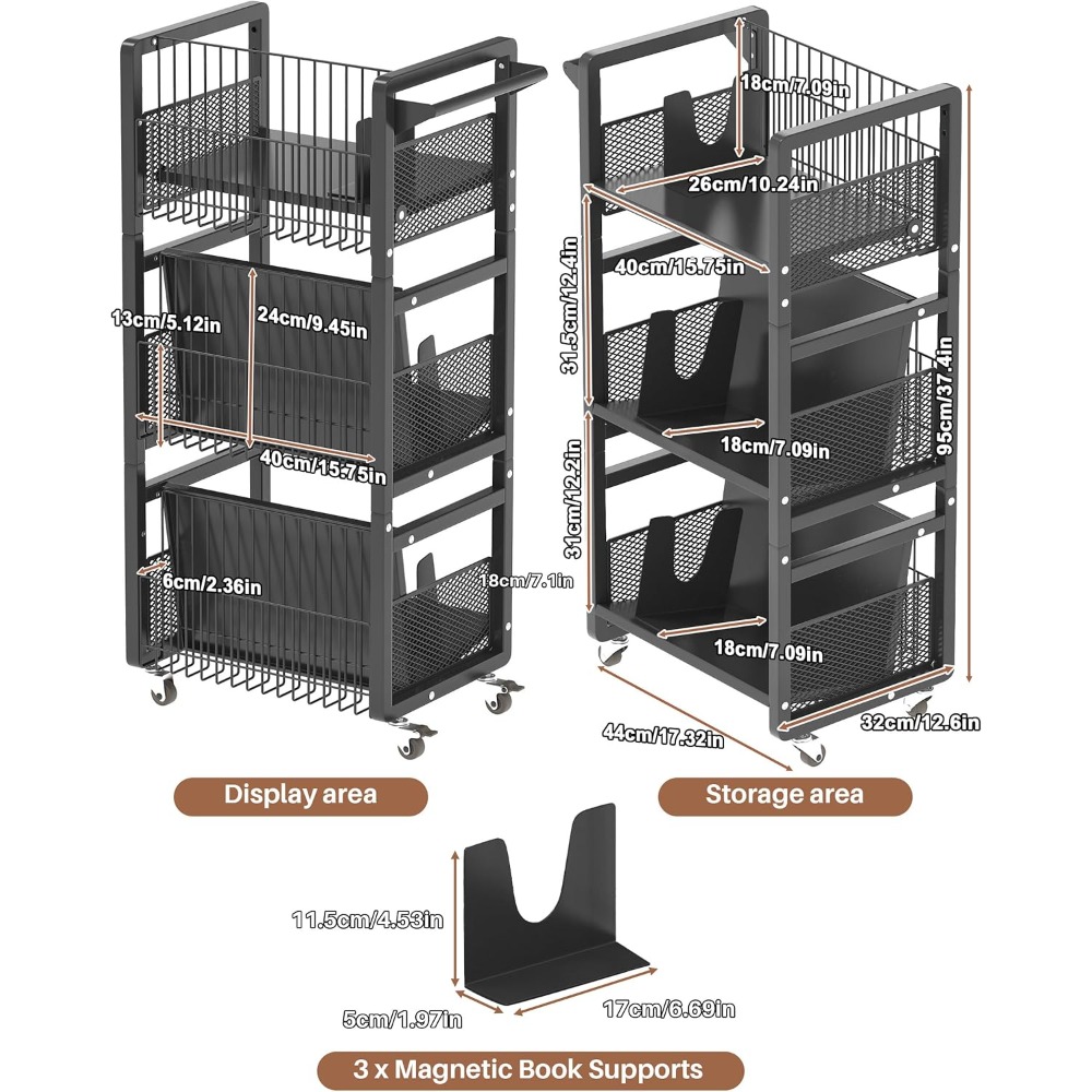 Heavy Duty Double-Sided Book C - Book Cart Rolling avaliação e preço