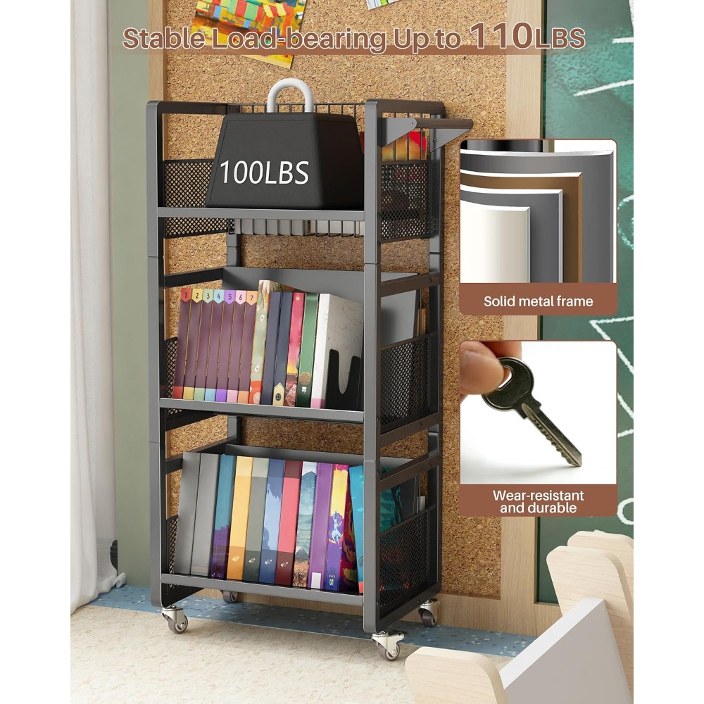 Heavy Duty Double-Sided Book C - Book Cart Rolling avaliação e preço