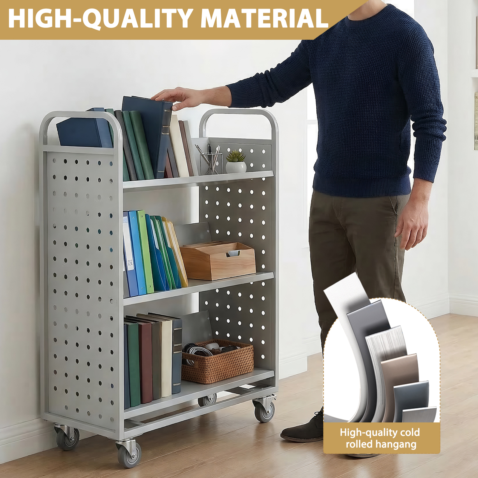 Rolling Book Cart Slanted Sing - Book Cart Rolling avaliação e preço