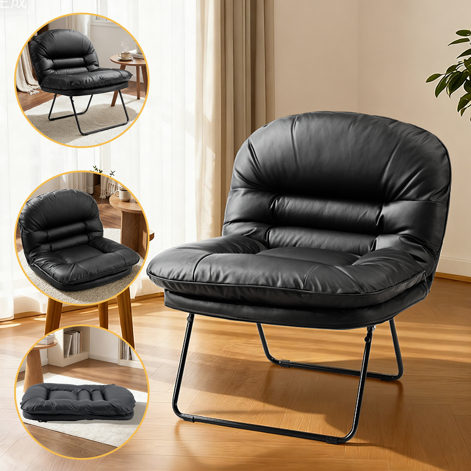 JHK Foldable PU Leather Saucer - Office Furniture For Small Spaces avaliação e preço