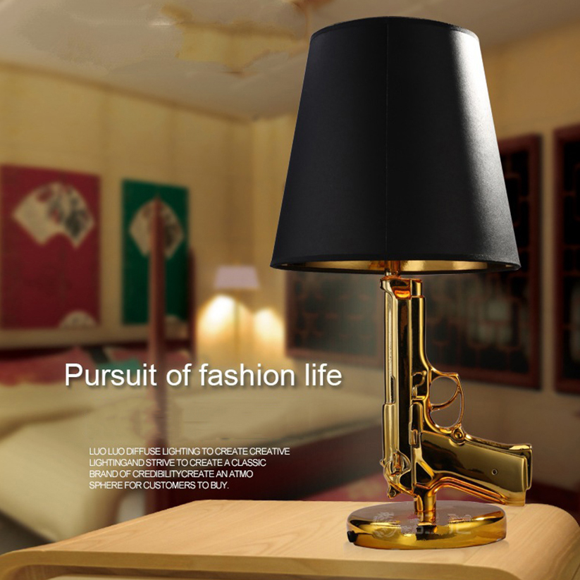 Gold Plated Pistol Table Desk  - Floor Lamp Arched avaliação e preço