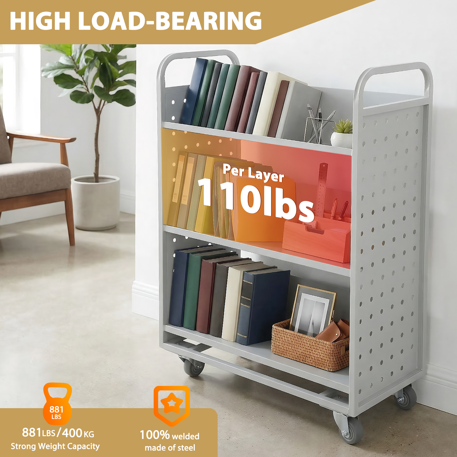 Archive Storage Cart Slanted S - Book Cart Rolling avaliação e preço