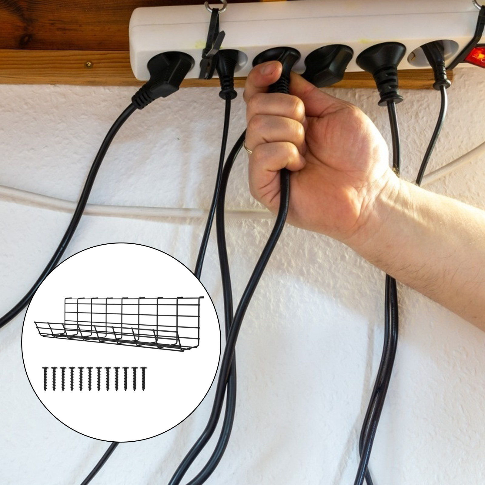 1Pcs Under Desk Cable Manageme - Cable Tray Under Desk avaliação e preço