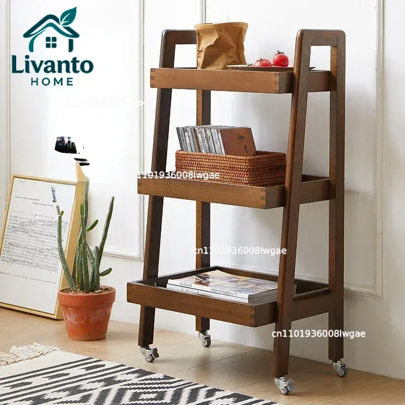 Farmhouse Solid Wood Rolling C - Book Cart Rolling avaliação e preço